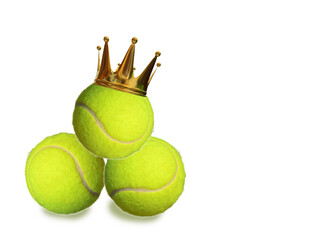 tennis winner king crown on yellow tennis ball champion best first 1 - 3d rendering