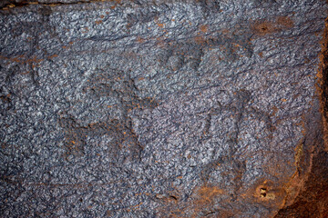 Petroglyphs on the rocks in Kazakhstan. The ancient parking cave man. Historical cave paintings. Carved on stone images of deer, goats and wolves. The development of ancient peoples.