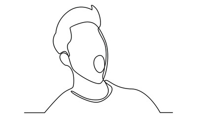 Continue line of man face, wow facial expression