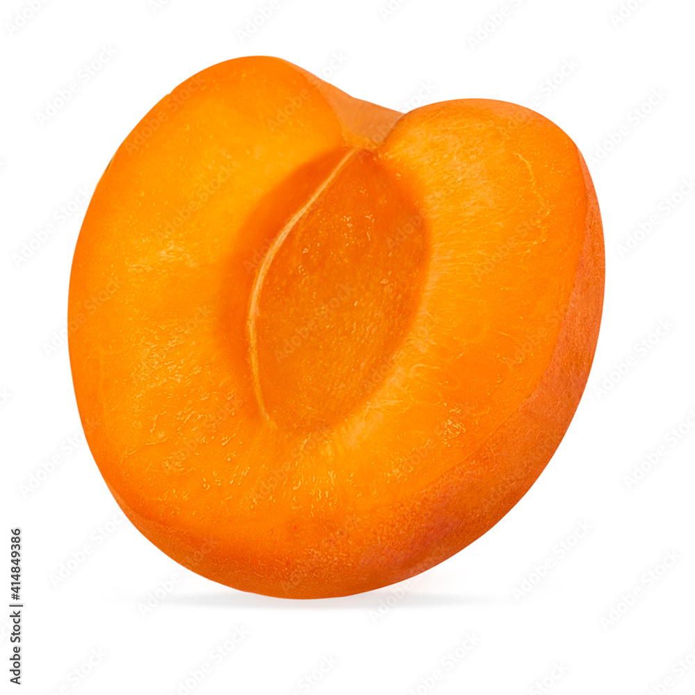 Sticker Isolated fruits. Ripe apricot fruit on white background with clipping path for package design. Full depth of field. Perfectly retouched.