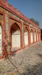 Arches at the restored Tomb of Abdul Rahim Khan I Khanan in Nizamuddin, New Delhi, India
