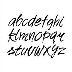 Vector Acrylic Brush Style Hand Drawn Alphabet Font. Calligraphy alphabet on a white background
