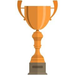 Golden winner prize cup flat vector icon isolated on white