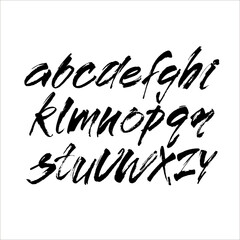 Vector Acrylic Brush Style Hand Drawn Alphabet Font. Calligraphy alphabet on a white background