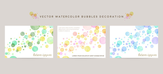 watercolor bubbles background. vector card design template