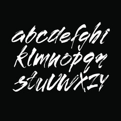 Vector Acrylic Brush Style Hand Drawn Alphabet Font. Calligraphy alphabet on a black background