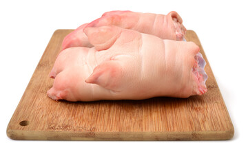 fresh pig trotter on white background 