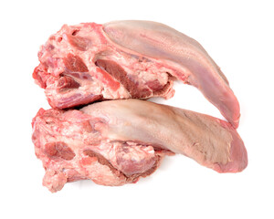 raw pork tongue isolated on white background