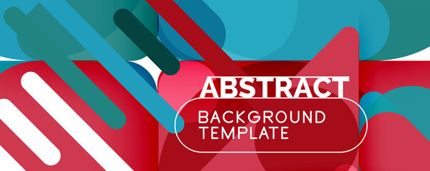 Flat geometric round shapes and dynamic lines, abstract background. Vector illustration for placards, brochures, posters and banners