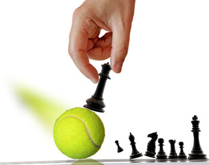 tennis tactic strategy yellow ball cotrolled by chess pawn