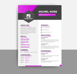 Obraz premium Curriculum Vitae template, Professional CV template, Resume Job Application for employment, Infographics Personal Description letter Vector