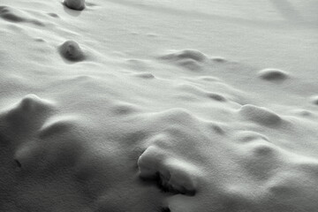 black and white photo of snow