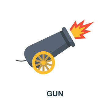 Gun flat icon. Color simple element from weapon collection. Creative Gun icon for web design, templates, infographics and more