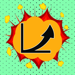 Up arrow graph, pop art explosion, vector illustration