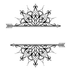 Hand-drawn mandala with ethnic floral doodle pattern. Coloring page - zendala, design for spiritual relaxation for adults, vector illustration, isolated on a white background. Zen doodles