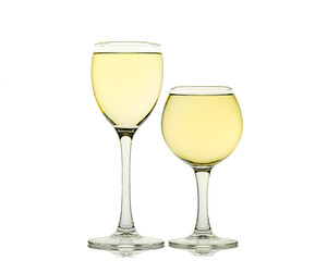 White wine in glass isolated on white background
