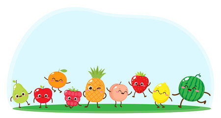 Cartoon vector set of funny fruits