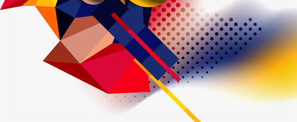 Trendy 3d geometric composition, design template for business or technology presentation, internet poster or web brochure cover