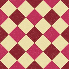 Circus carnival retro vintage dominoes seamless pattern. Argyle diamond shaped rhombuses. Textured old fashioned retro graphic template. Vector texture background tile