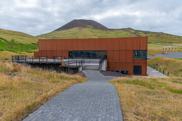 Eldheimar museum showcasing a house which was buried by volcanic ash after the last eruption of...