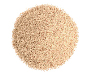 A Heap of Dry Baking (Bakers) Fast Acting Yeast Granules. Top View. Isolated on White.