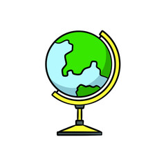 Globe in drawing style isolated vector. Hand drawn object illustration for your presentation, teaching materials or others.