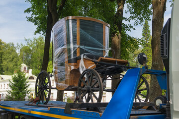 Carriage on a truck during transportation
