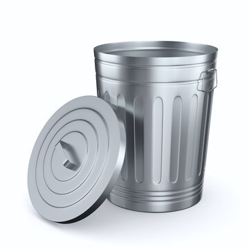 Open garbage basket on white background. Isolated 3D illustration