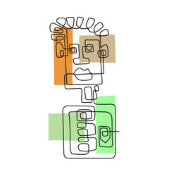 face line art_face painting surreal abstract business man with rectangle colorful shape