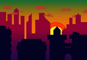 sketch of the city in gray-pink color, in the style of minimalism