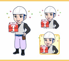 工事現場にいる作業員の男性