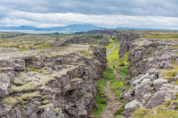 Continental drift visible at Thingvellir national park in Iceland © dudlajzov