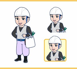 工事現場にいる作業員の男性