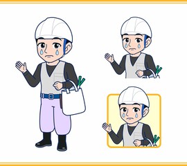 工事現場にいる作業員の男性