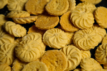 gingerbread sweets, airy cakes on background 