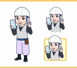 工事現場にいる作業員の男性