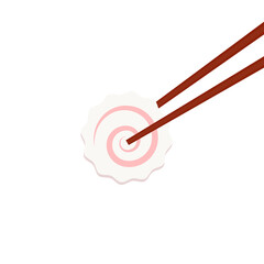 Kamaboko and Chopsticks vector. Kamaboko is japan food.