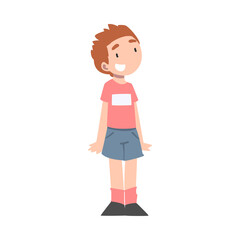 Cute Joyful Little Boy Dressed Casual Clothes Cartoon Style Vector Illustration