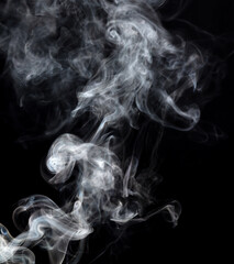 Smoke isolated on black background.