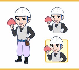 工事現場にいる作業員の男性