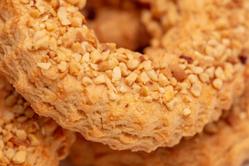 Shortbread cookies with nuts close-up. Background