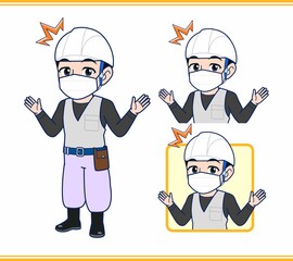 工事現場にいる作業員の男性