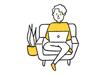 リモートワークする男性03