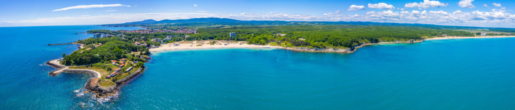 Aerial view of Atliman beach in Kiten, Bulgaria