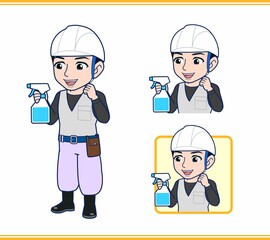 工事現場にいる作業員の男性