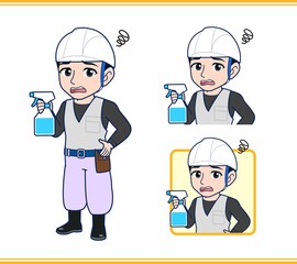 工事現場にいる作業員の男性