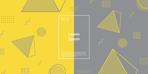 Trendy background with geometric element with gradient of yellow and grey color