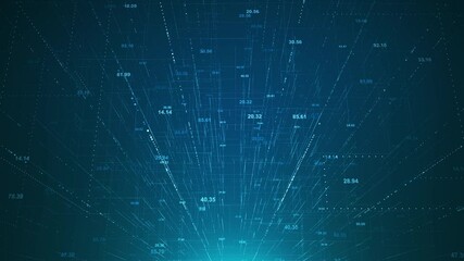 Abstract blue network grid perspective motion graphic seamless looping background. Digital technology futuristic animation concept.