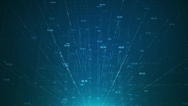 Abstract blue network grid perspective motion graphic seamless looping background. Digital technology futuristic animation concept.