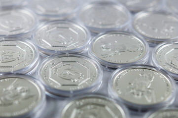 Modern silver investment coins pile